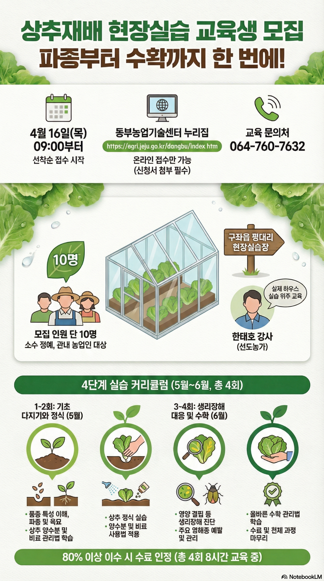 상추재배 현장실습교육 교육생 모집